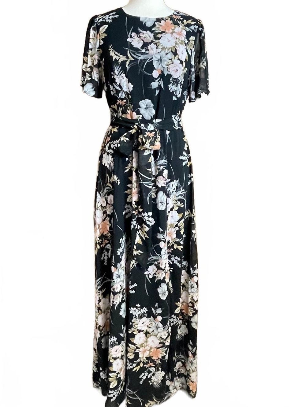 Baltic Born Naomi black floral maxi dress